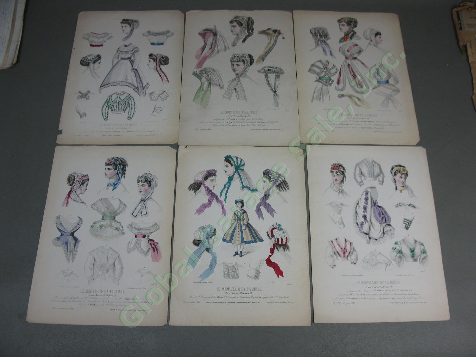 51 Antique Hand Colored Print Plate Lot Frank Leslie Gazette Lady Fashion French 9