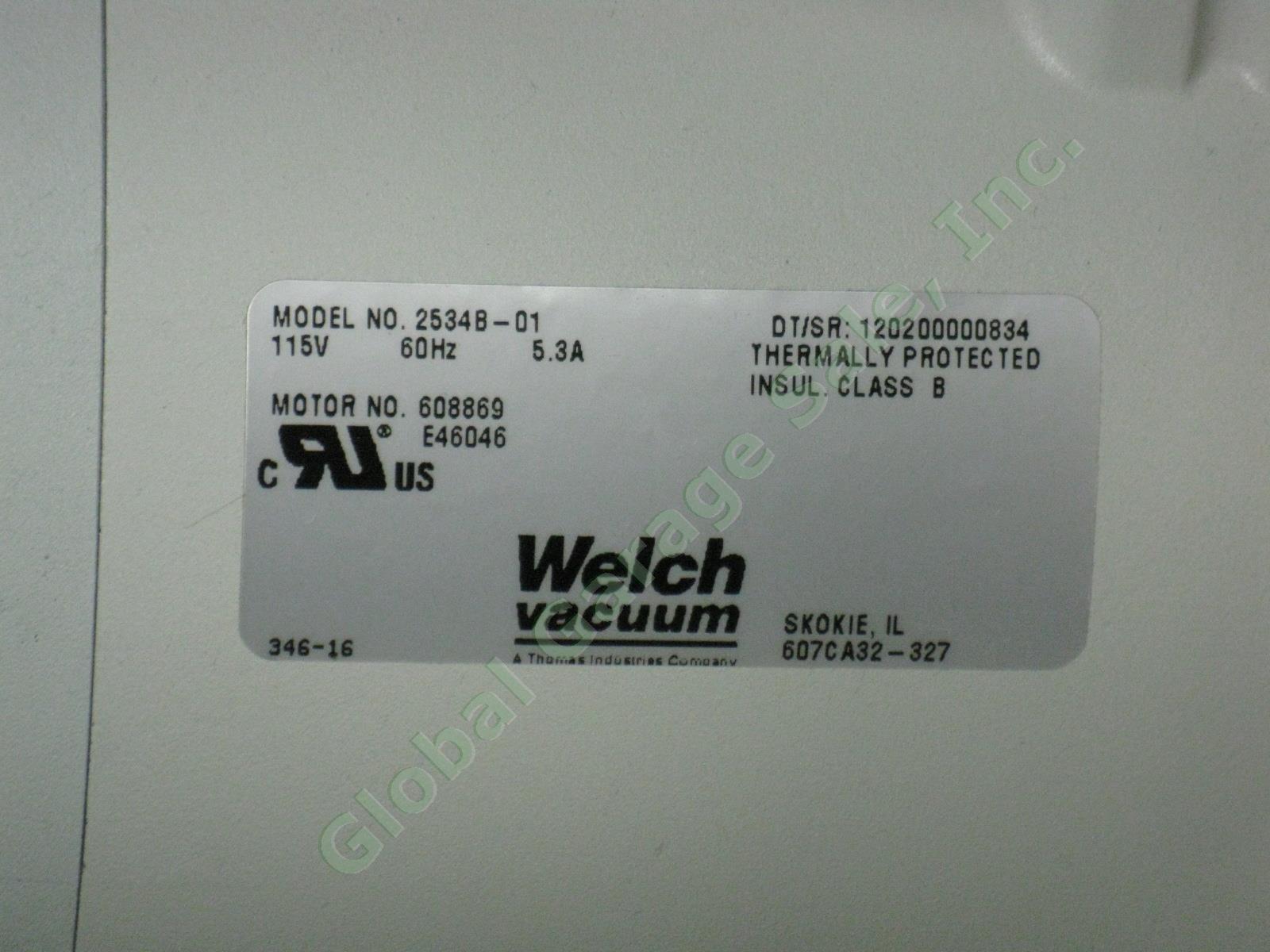 Welch Standard Duty 2534B-01 Vacuum Pump WOB-L 115V 60Hz 5.3 Amp Powers On Works 2