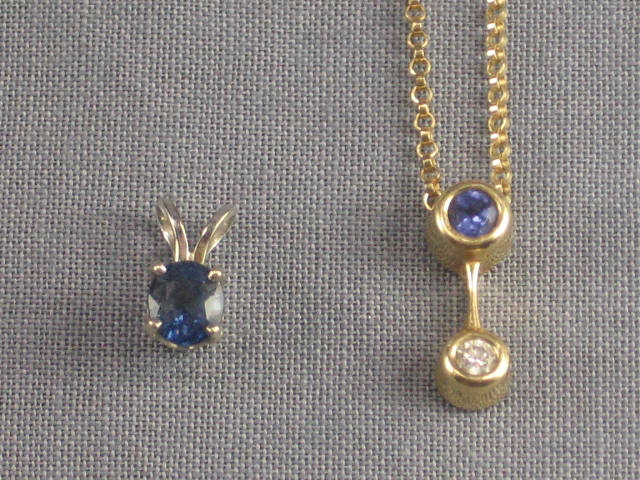 White Gold Sapphire Necklace W/ Sapphire Pendant NR!