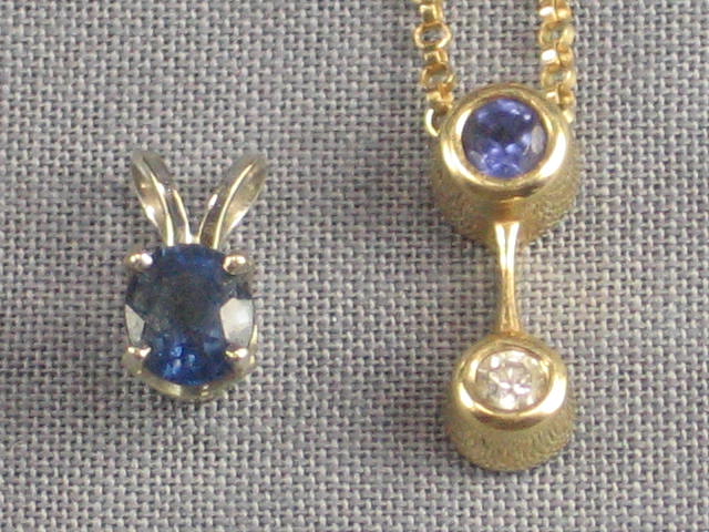 White Gold Sapphire Necklace W/ Sapphire Pendant NR! 1