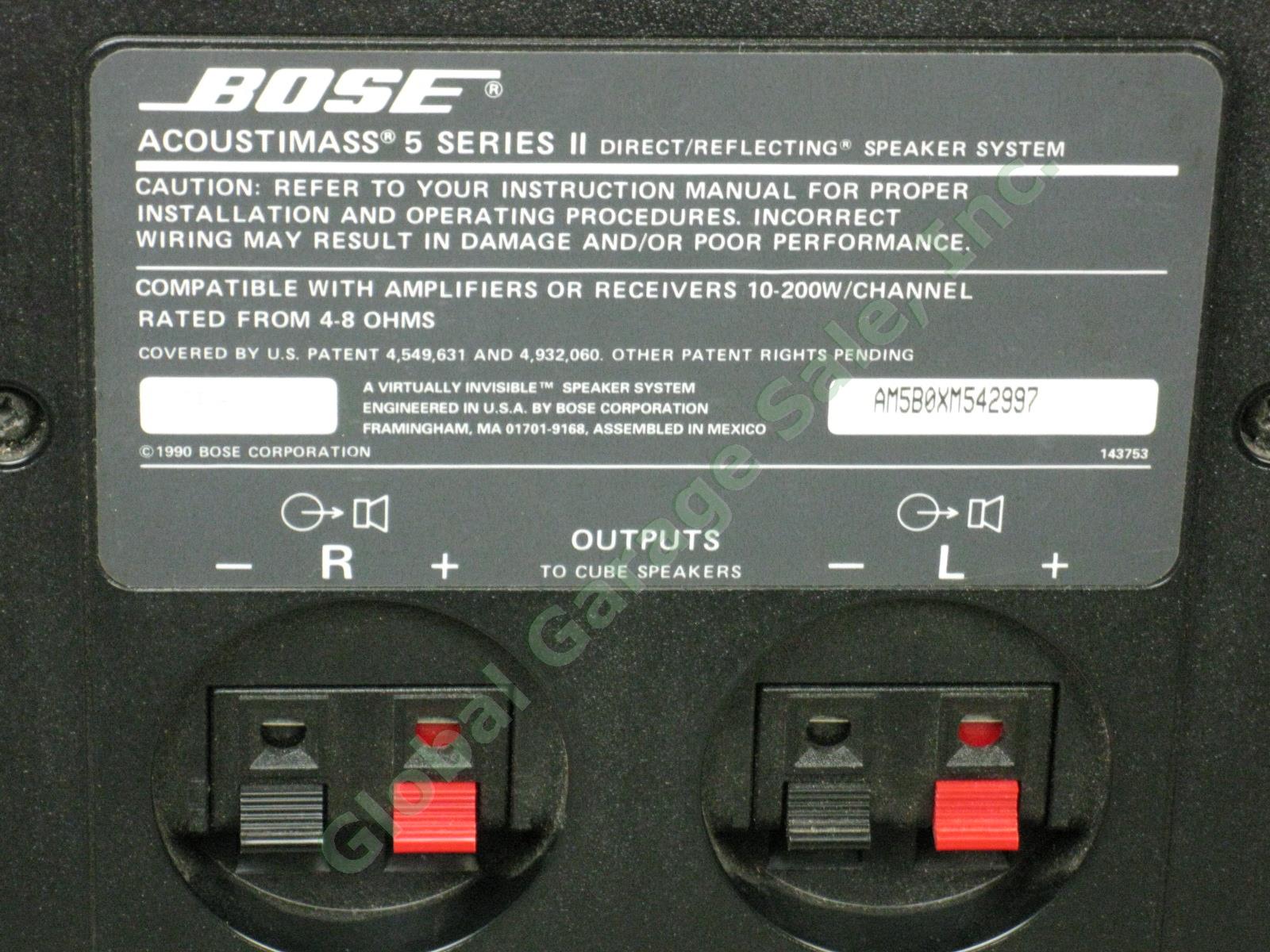 Bose Acoustimass 5 Series II Stereo Speaker System Black One Owner Exc Cond NR! 5
