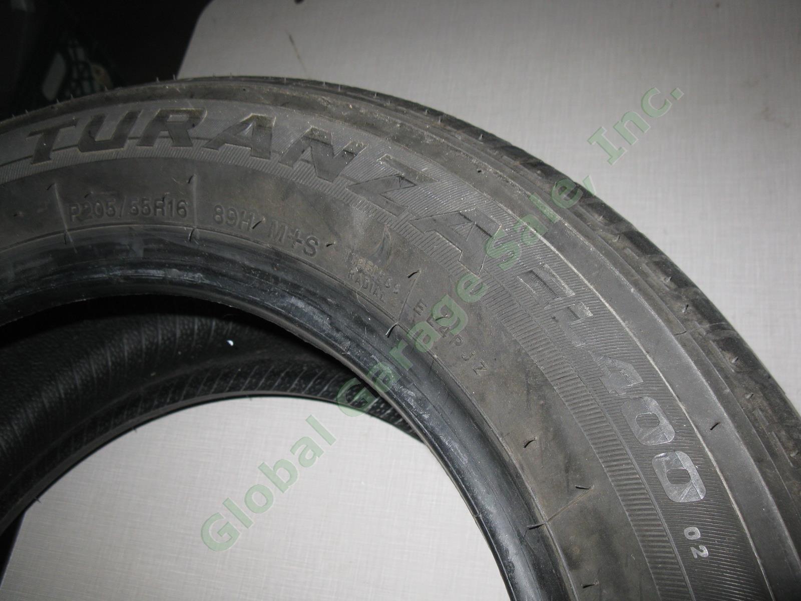 4 Bridgestone Turanza EL400-02 16" P205/55R16 89H M+S RFT Tires Set ~200 Miles!! 3