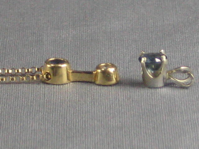 White Gold Sapphire Necklace W/ Sapphire Pendant NR! 4