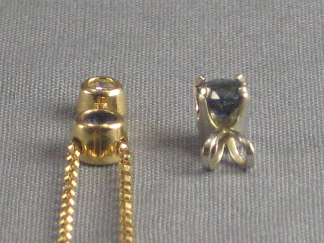 White Gold Sapphire Necklace W/ Sapphire Pendant NR! 5