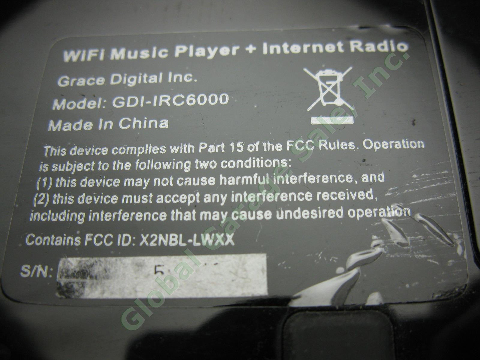 Grace Digital Mondo WiFi Internet Radio GDI-IRC6000 + Remote AC Power Manual Lot 8