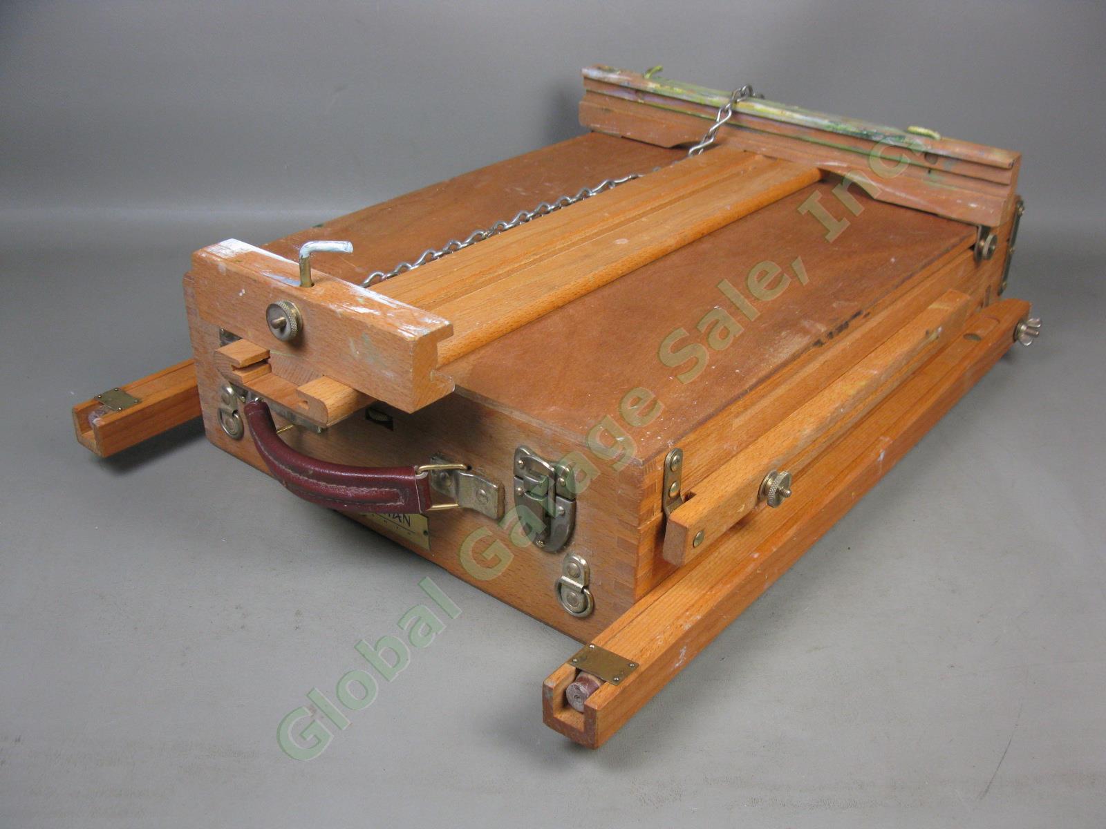 Jullian French Portable Folding Adjustable Wood Wooden Sketch Box Artist Easel + 3