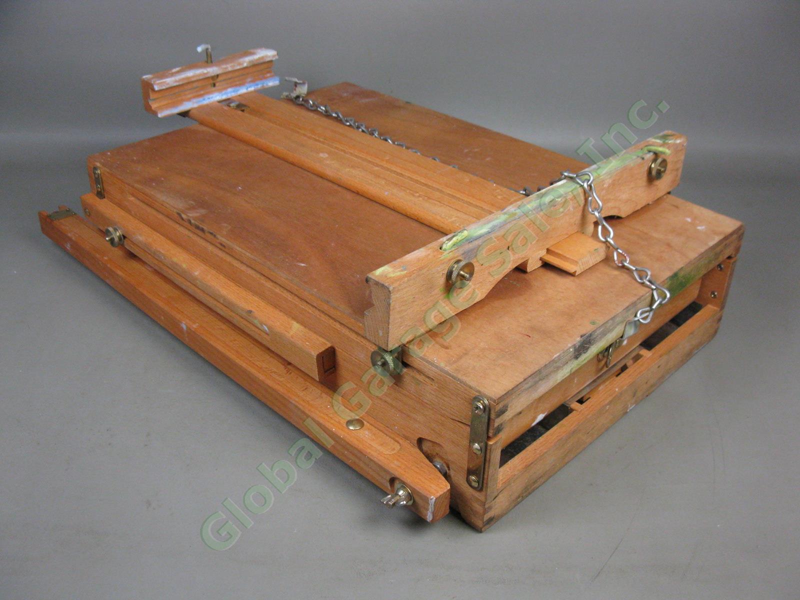 Jullian French Portable Folding Adjustable Wood Wooden Sketch Box Artist Easel + 5