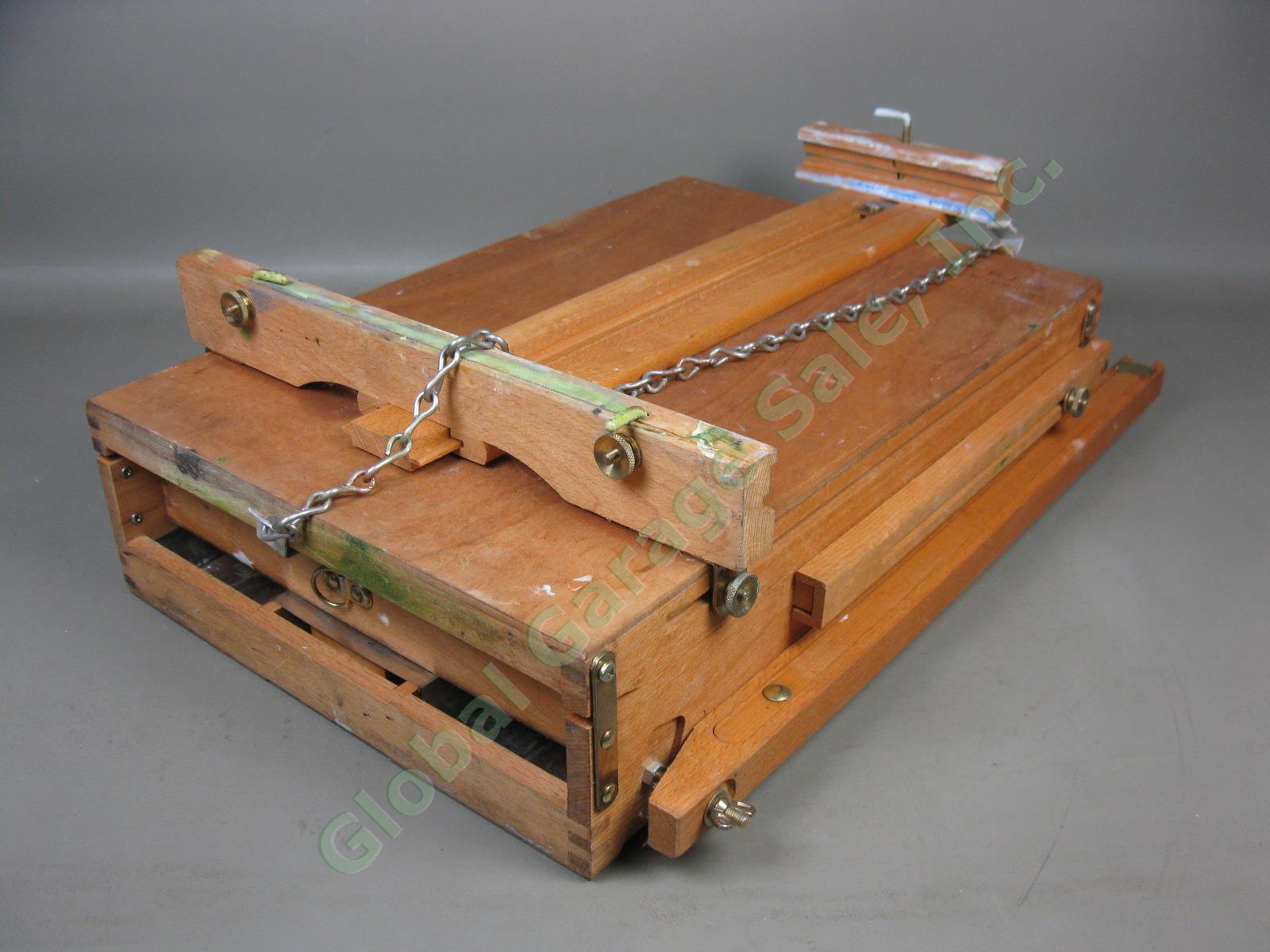 Jullian French Portable Folding Adjustable Wood Wooden Sketch Box Artist Easel + 6