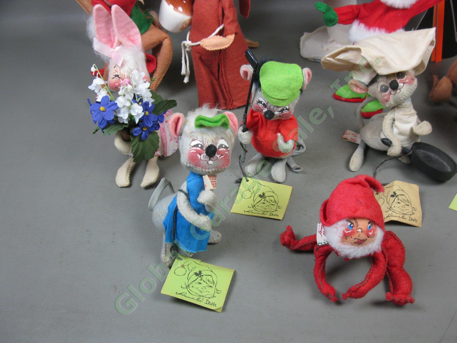 13 Vtg Annalee Mobilitee Doll Lot Bunny Rabbit Mice Xmas Santa Elves Reindeer ++ 1