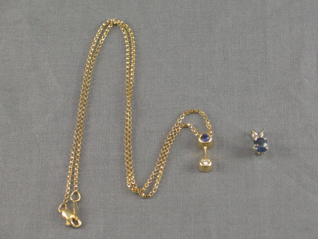 White Gold Sapphire Necklace W/ Sapphire Pendant NR! 8
