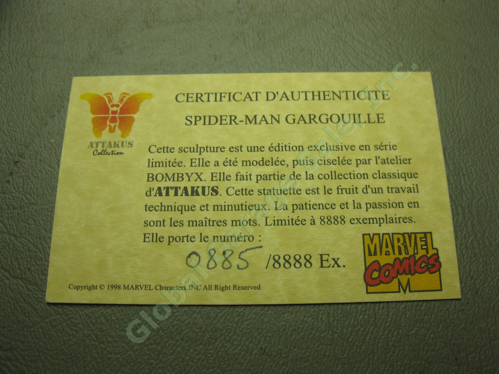 NIB 1997 Attakus Marvel Comics Spiderman Gargoyle Porcelain Statue C400 Bombyx 10