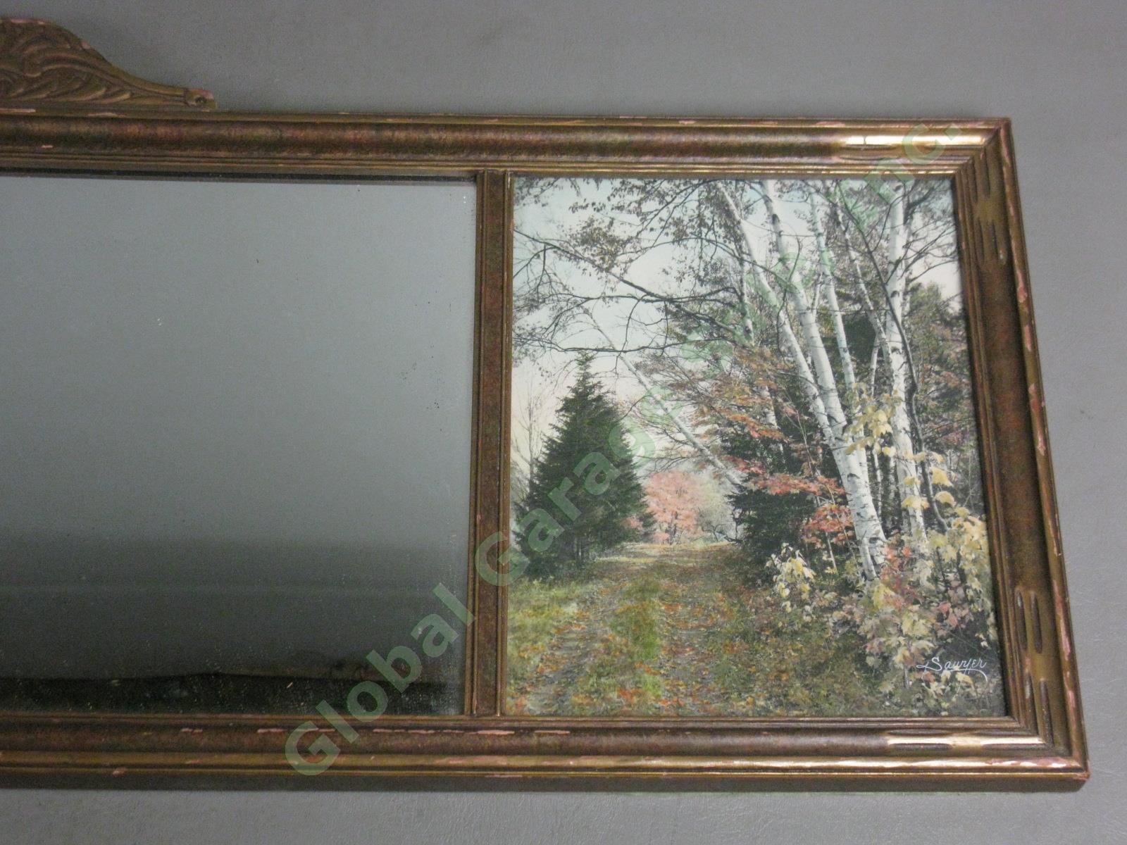 Antique 1920s Wall Mirror Charles Sawyer Hand Colored Photos Franconia Notch NH 2