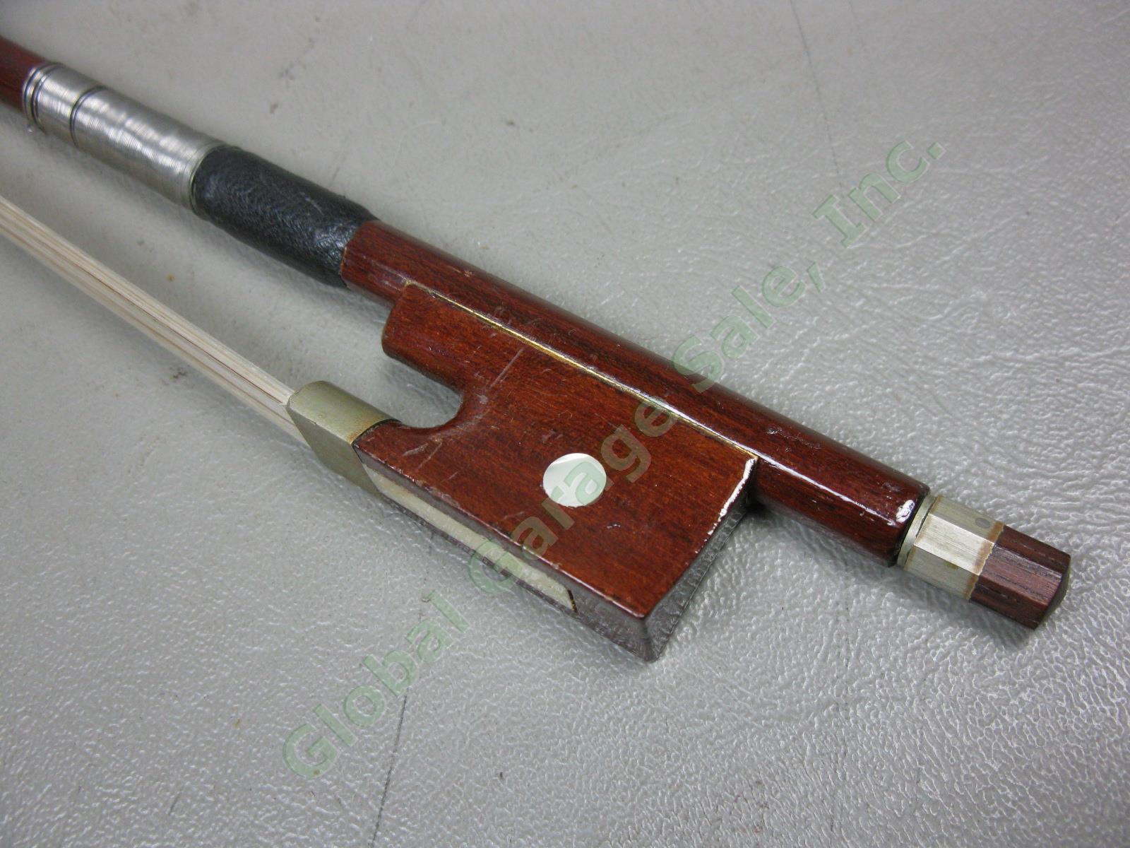 Vtg Antique Full Size 4/4 Wood Violin W/ Aubert Bridge Hard Case + Bow 17