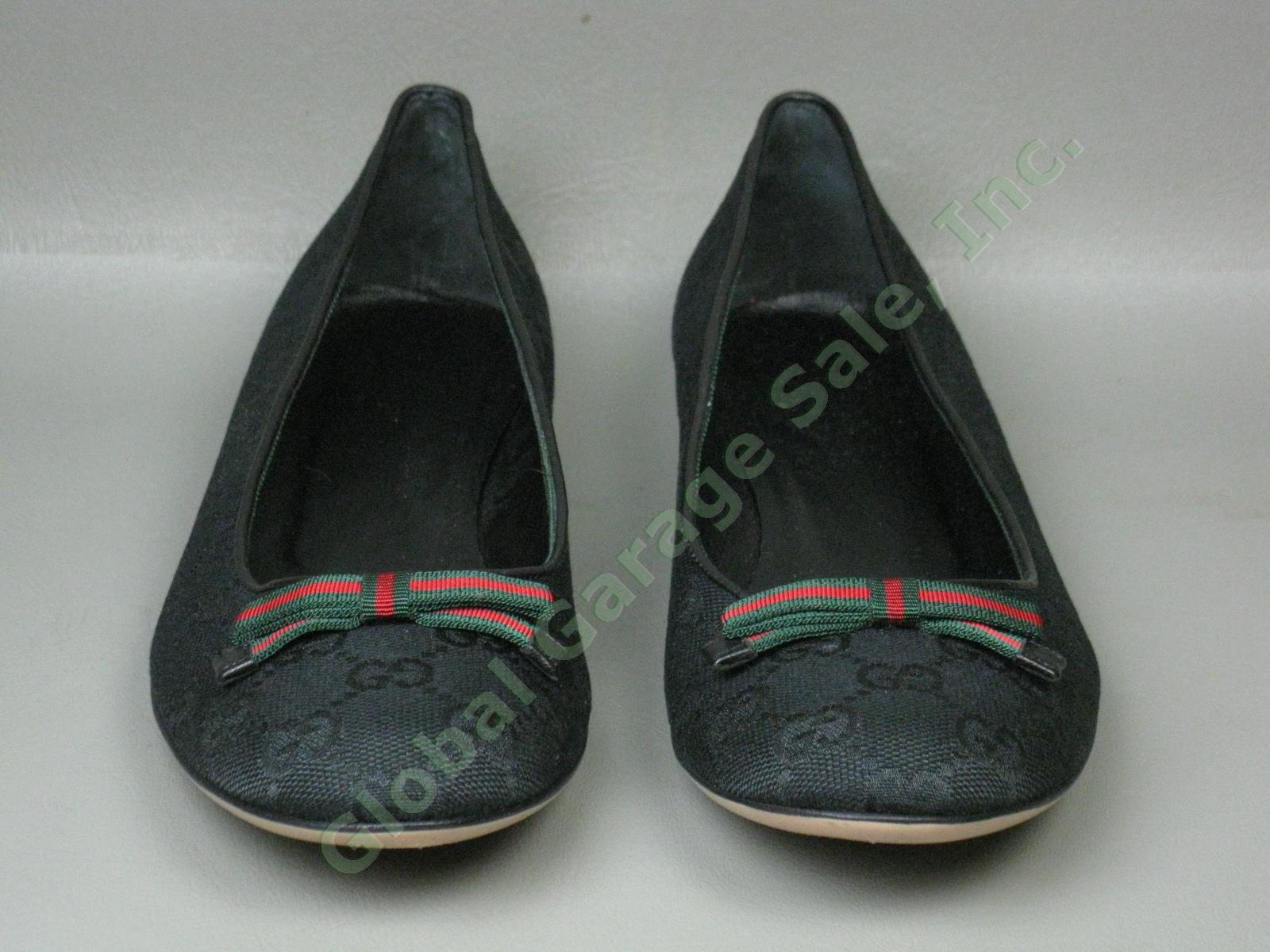 Womens Gucci Moca Tess S Cuoio Flats Size 7.5 Black One Owner With Box 161837 NR 2