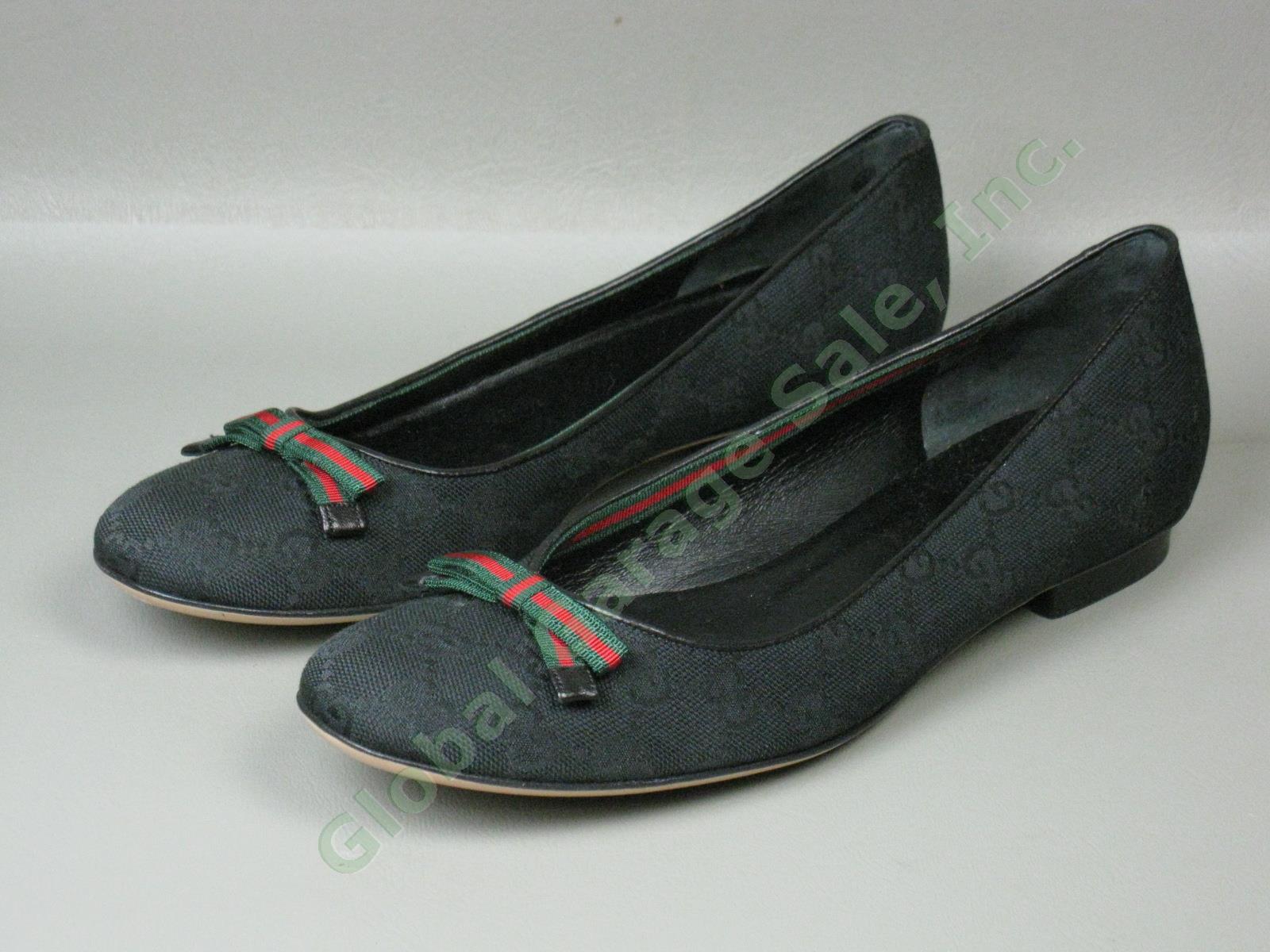 Womens Gucci Moca Tess S Cuoio Flats Size 7.5 Black One Owner With Box 161837 NR 3