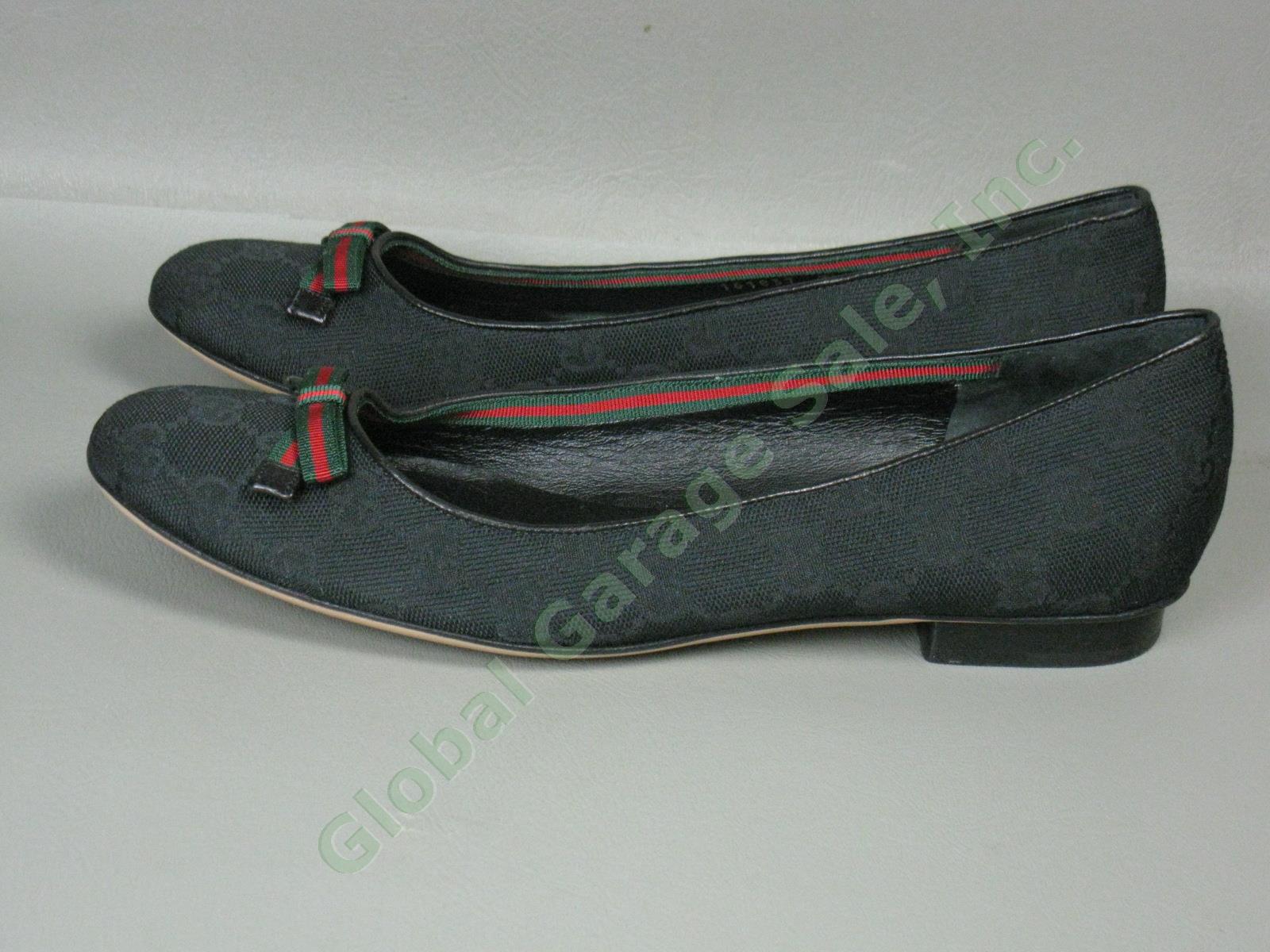 Womens Gucci Moca Tess S Cuoio Flats Size 7.5 Black One Owner With Box 161837 NR 4