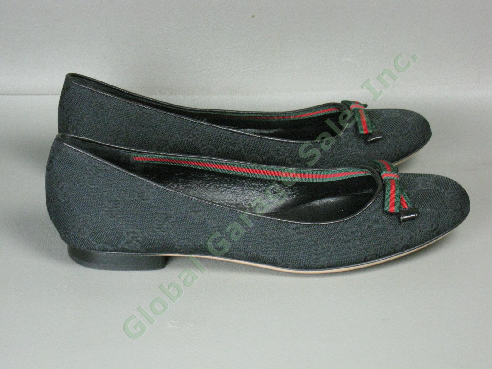 Womens Gucci Moca Tess S Cuoio Flats Size 7.5 Black One Owner With Box 161837 NR 6