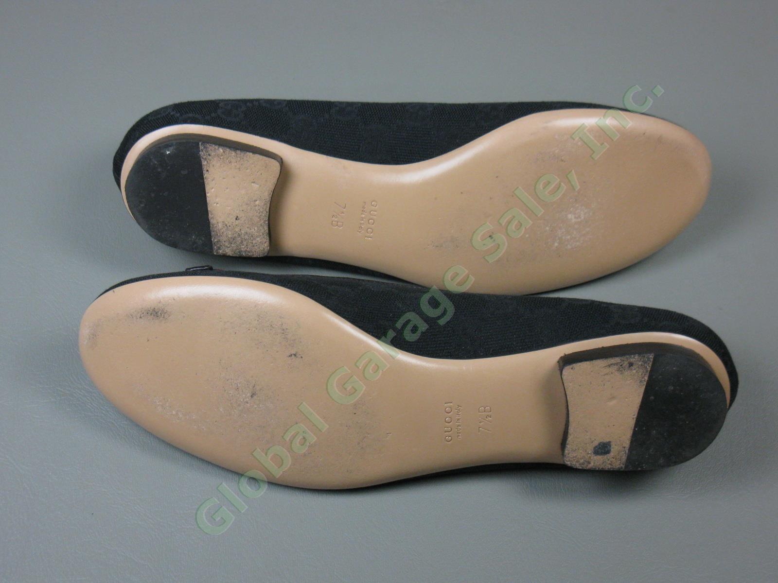 Womens Gucci Moca Tess S Cuoio Flats Size 7.5 Black One Owner With Box 161837 NR 9