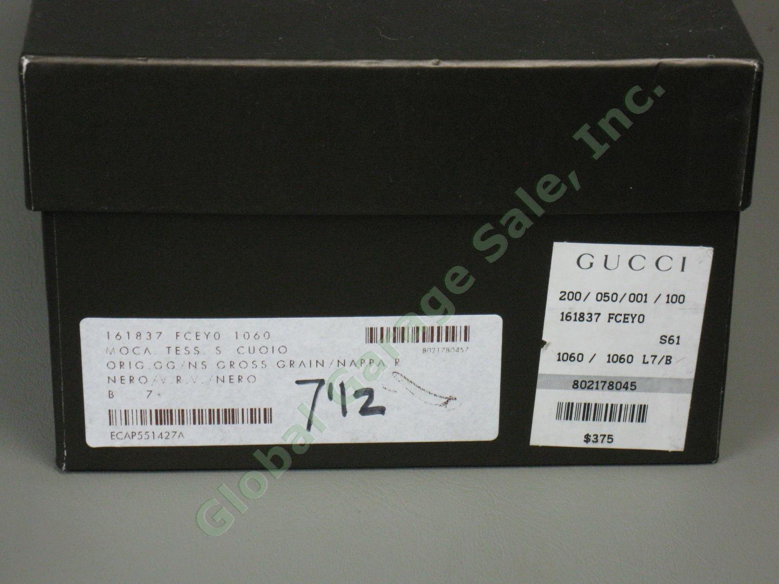 Womens Gucci Moca Tess S Cuoio Flats Size 7.5 Black One Owner With Box 161837 NR 10
