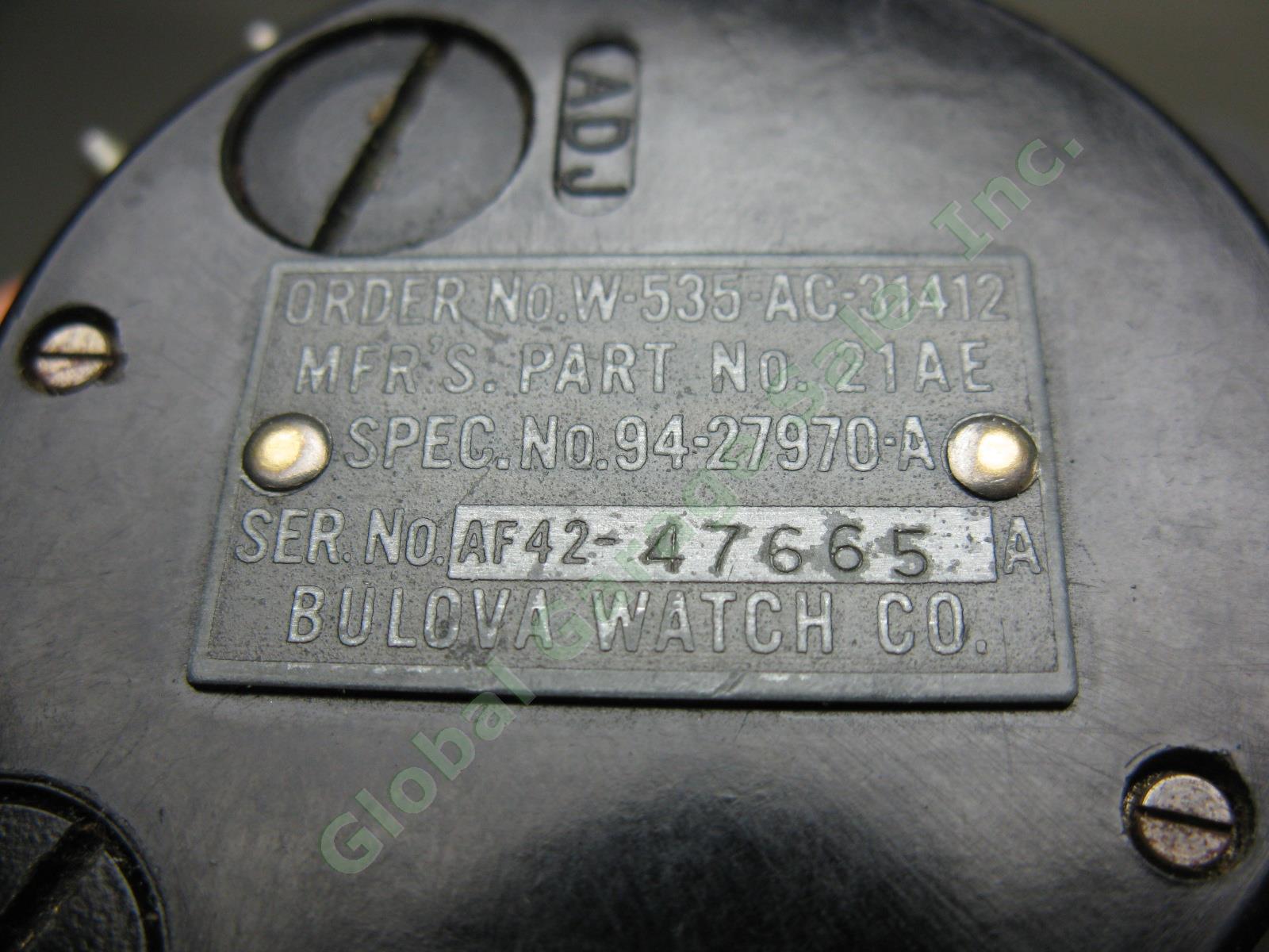 1942 WW2 Bulova 8-Day AFUS ARMY TYPE A-11 Air Force Aircraft Cockpit Dash Clock 6