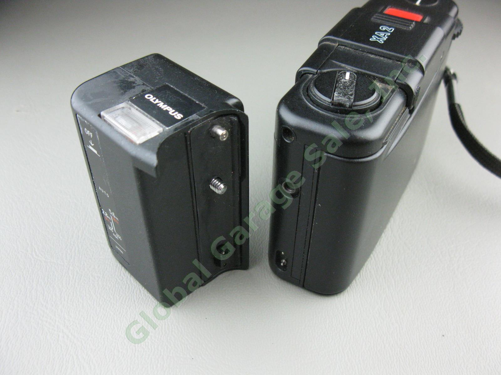 Vtg Olympus XA2 Rangefinder 35mm Film Camera + A11 Flash Bundle Lot Tested Works 6