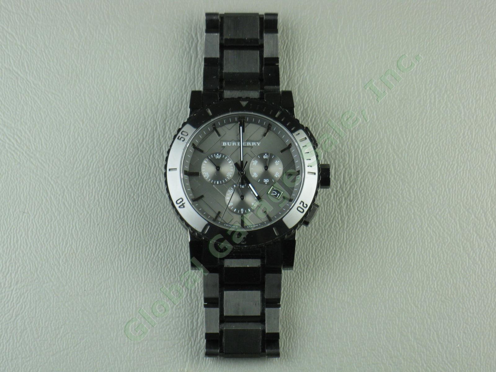 Mens Burberry BU9381 Gunmetal Black Stainless Steel Chronograph Watch No Reserve