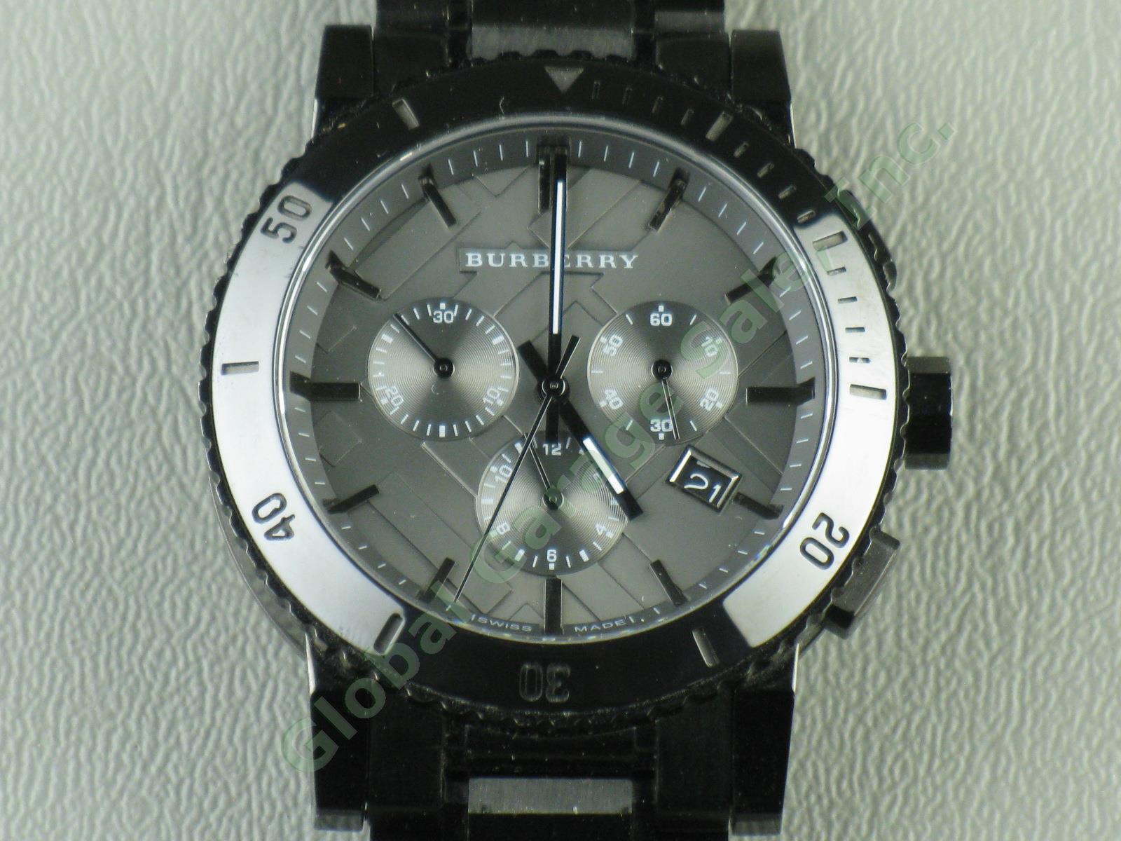 Mens Burberry BU9381 Gunmetal Black Stainless Steel Chronograph Watch No Reserve 1