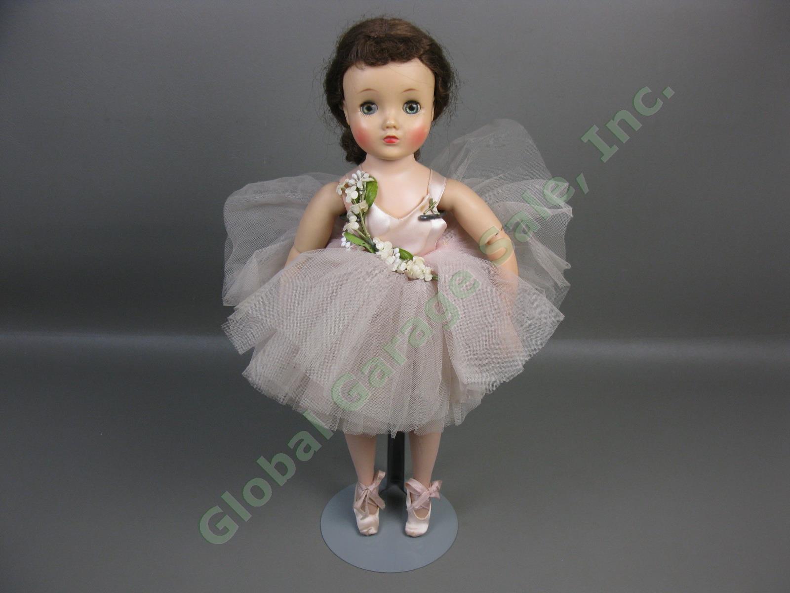 Vtg 15" Madame Alexander Elise Jointed Ballerina Doll W/Working Sleep Eyes Stand