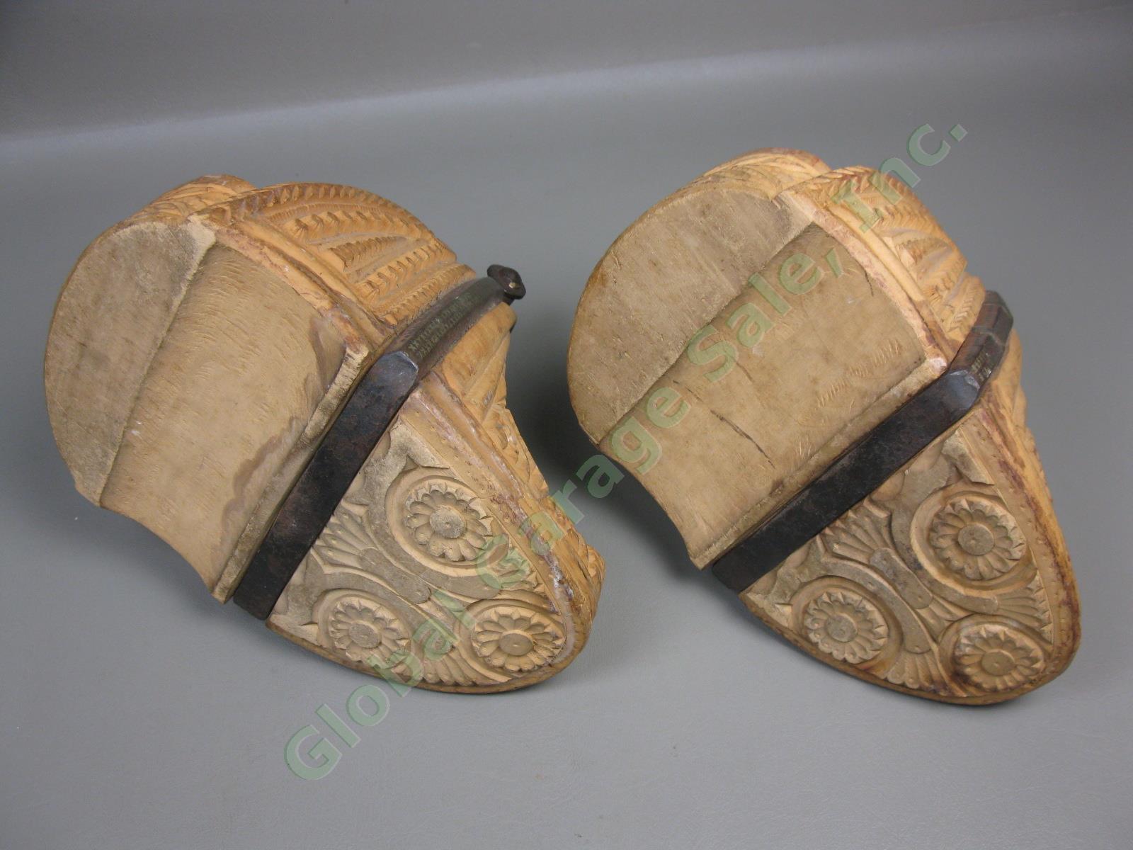 Vtg Antique Chilean Huaso Cowboy Gaucho Carved Wooden Stirrups + Metal Spurs Lot 8