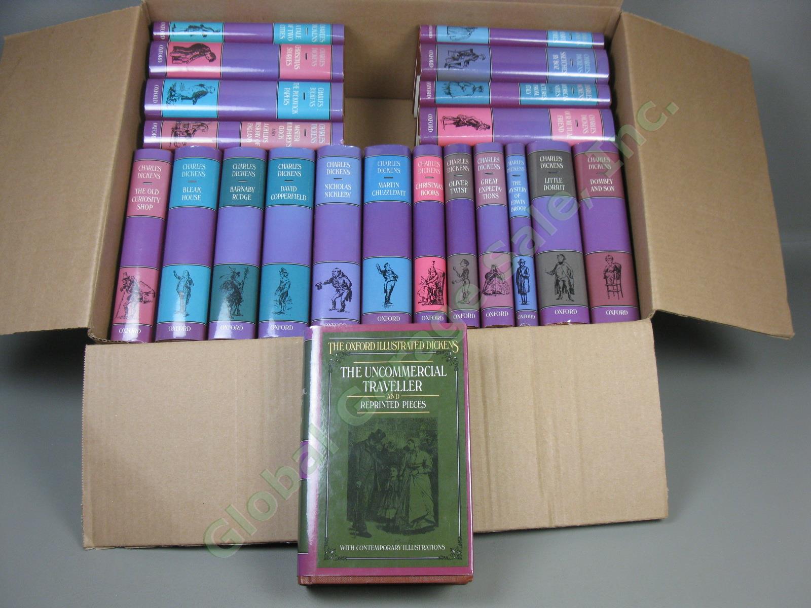 21 Volume Set The Oxford Illustrated Charles Dickens Hardcover Book Lot Like New