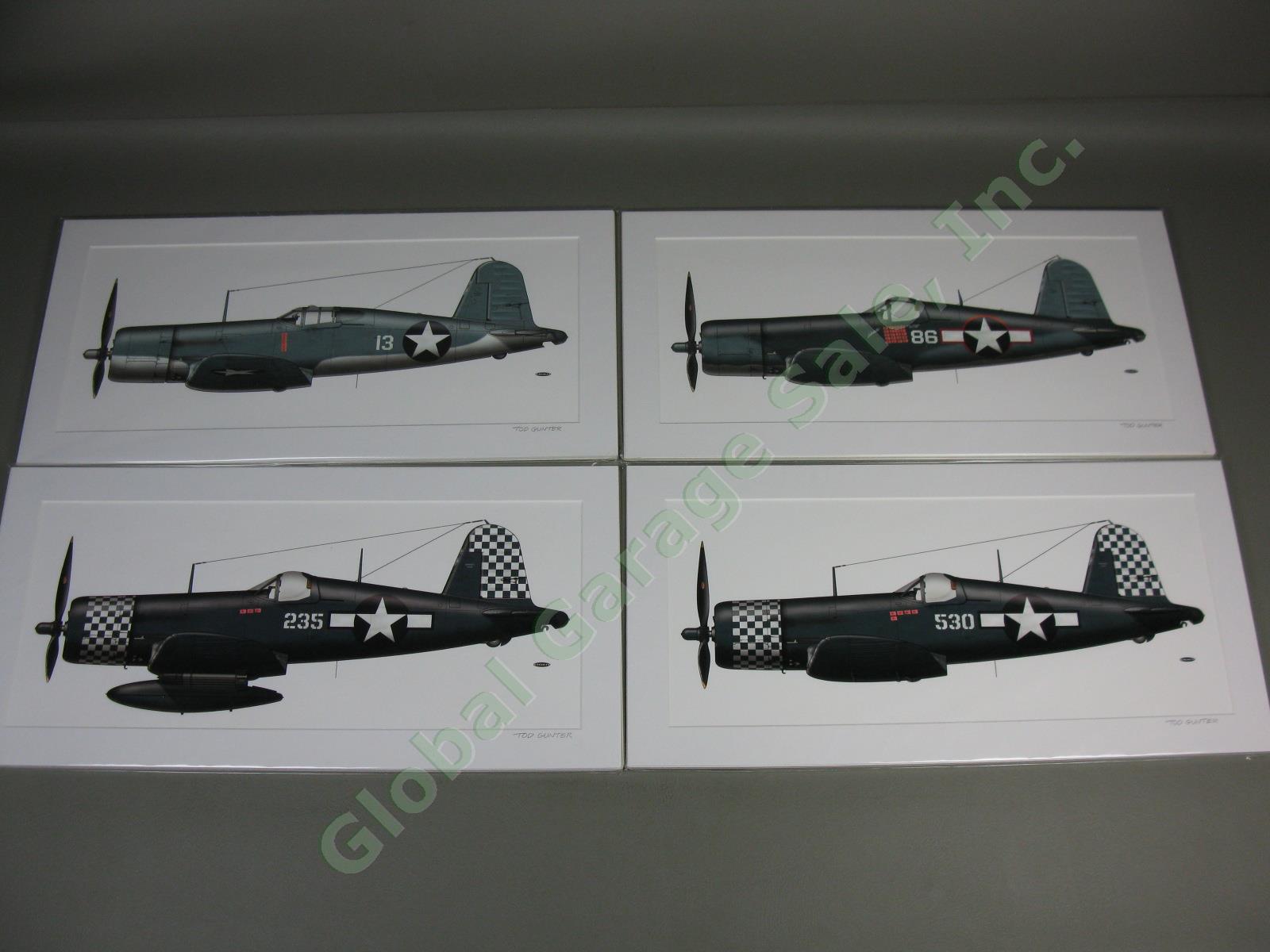 4 US Marines USMC WWII Chance Vought Corsair F4U Fighter Airplane Art Print Lot