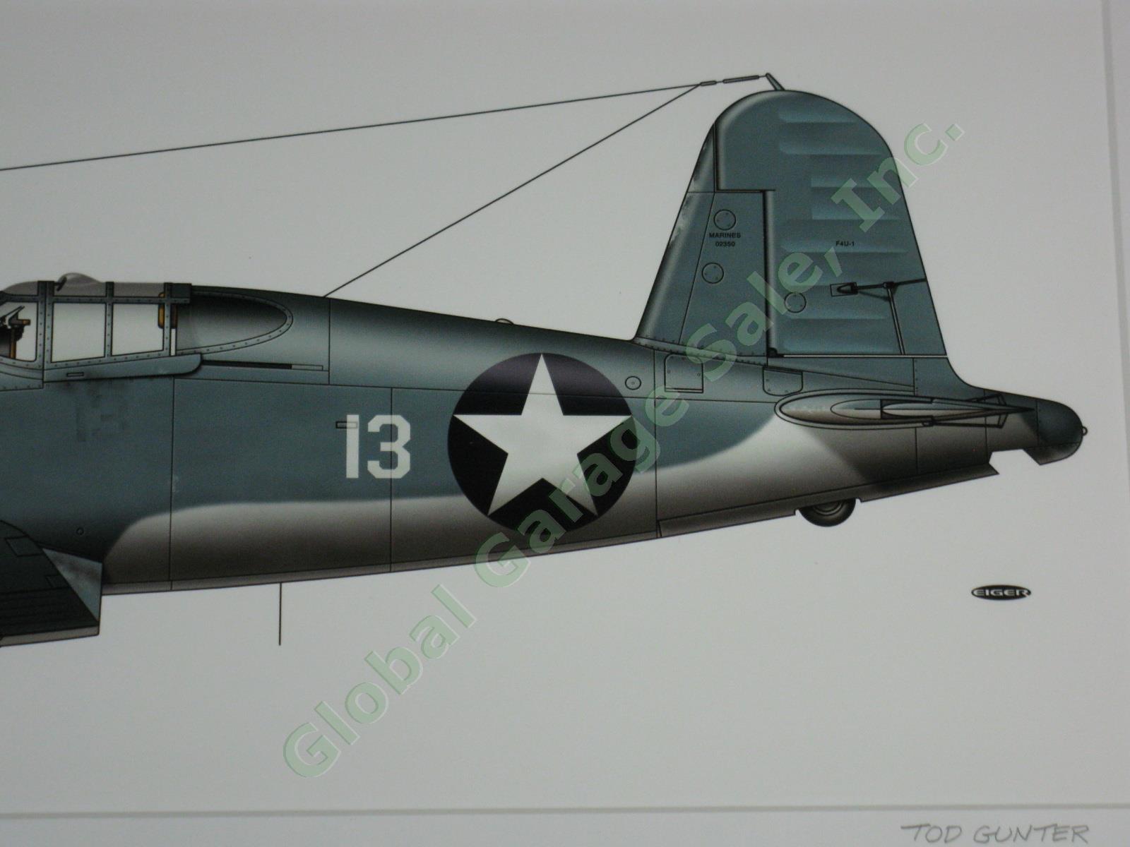 4 US Marines USMC WWII Chance Vought Corsair F4U Fighter Airplane Art Print Lot 13