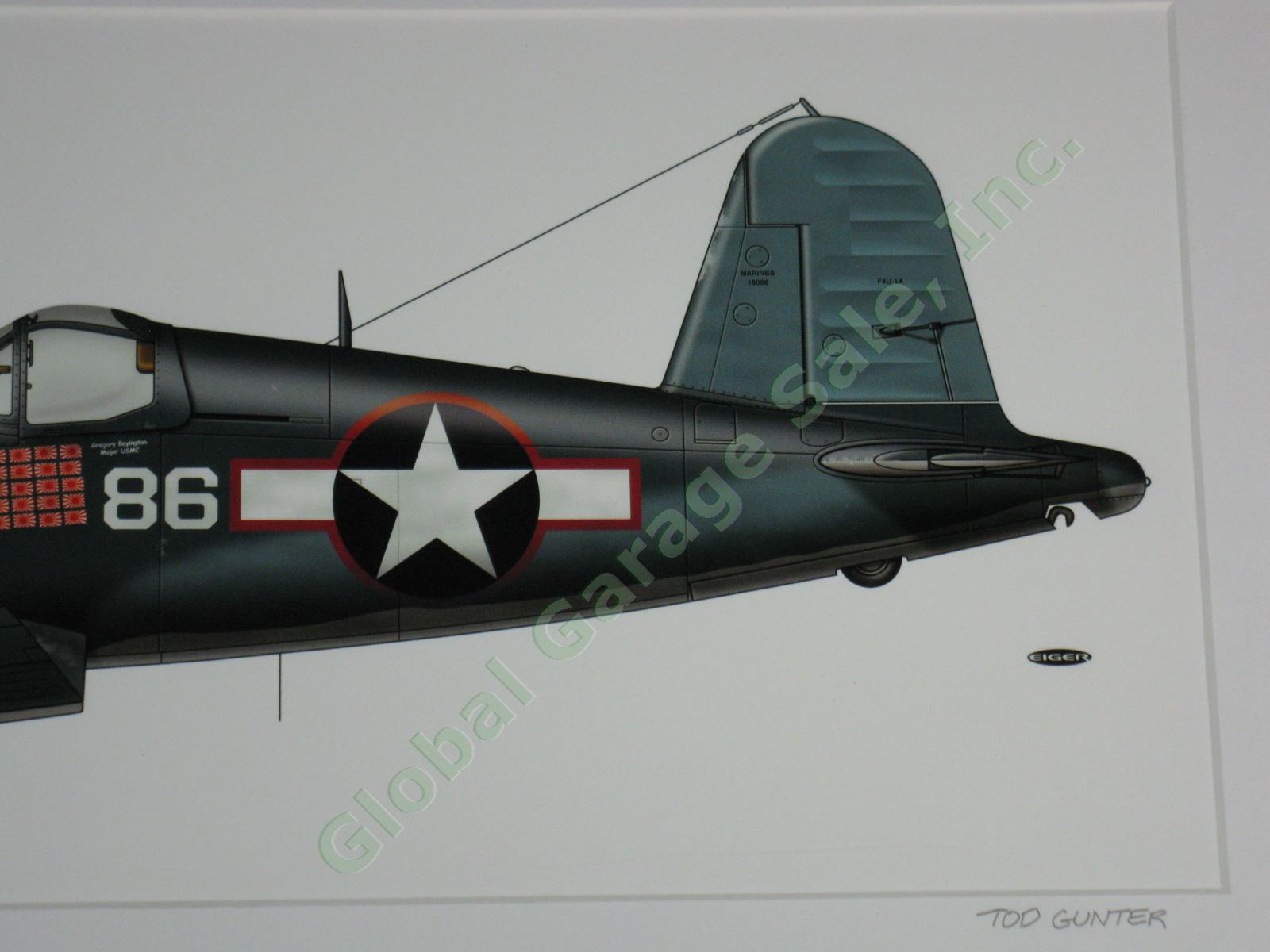 4 US Marines USMC WWII Chance Vought Corsair F4U Fighter Airplane Art Print Lot 17