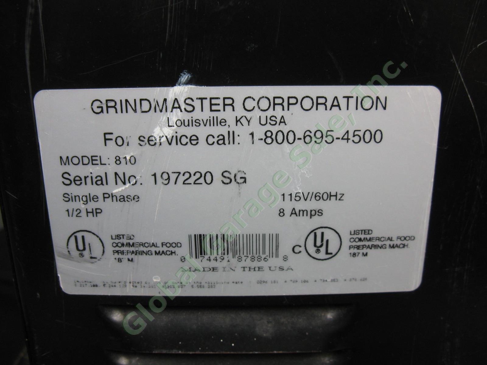 Grindmaster 810 Black ETL Slimline 1.5 lb 115V Coffee Bean Grinder Tested Works! 4