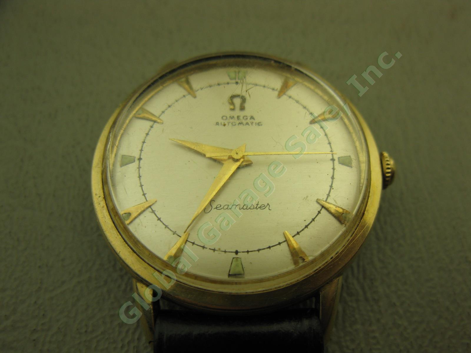 Vtg 1948 Omega Seamaster 14k Gold Automatic Bumper Swiss Watch Serial # 11118734