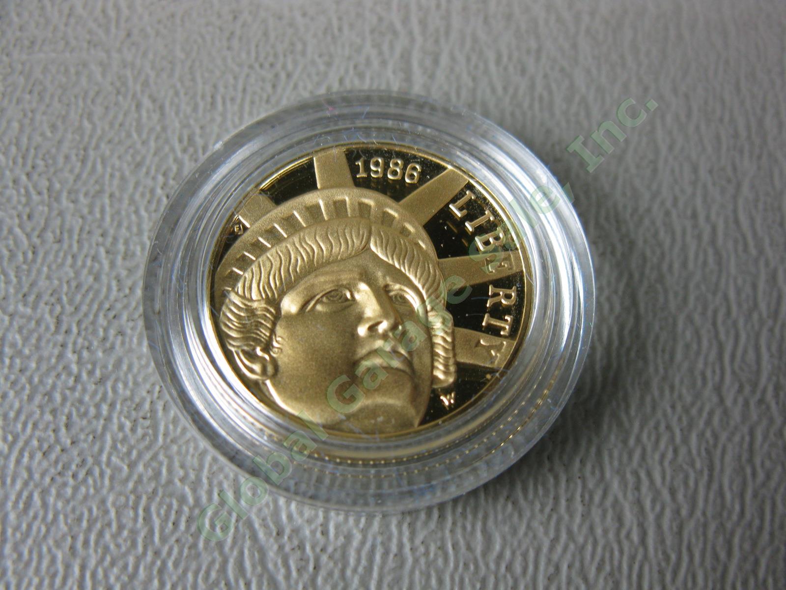 1986 US Mint Liberty 3-Coin UC Proof Set $5 Gold Silver Dollar Ellis Island NR! 2