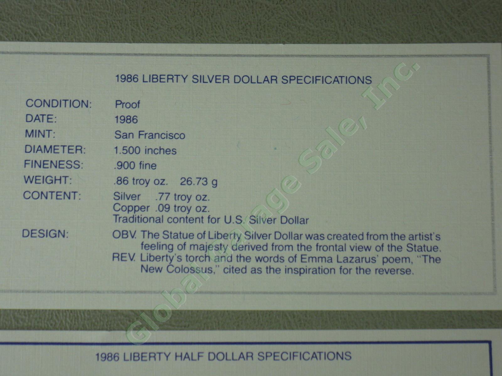 1986 US Mint Liberty 3-Coin UC Proof Set $5 Gold Silver Dollar Ellis Island NR! 10