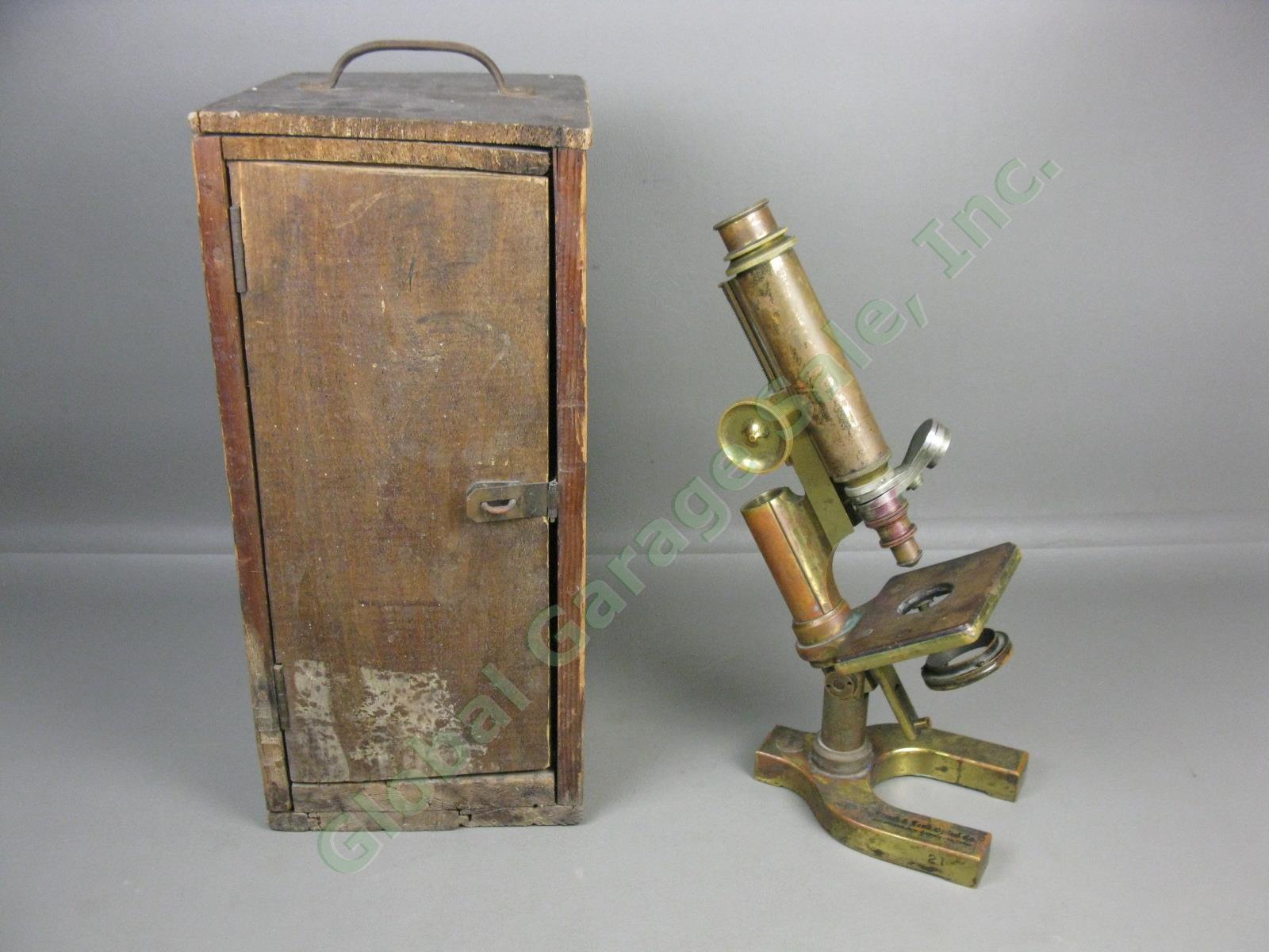 Vtg Antique 1896 Brass Bausch & Lomb Microscope 22434 Series I 1/6 .82 Objective