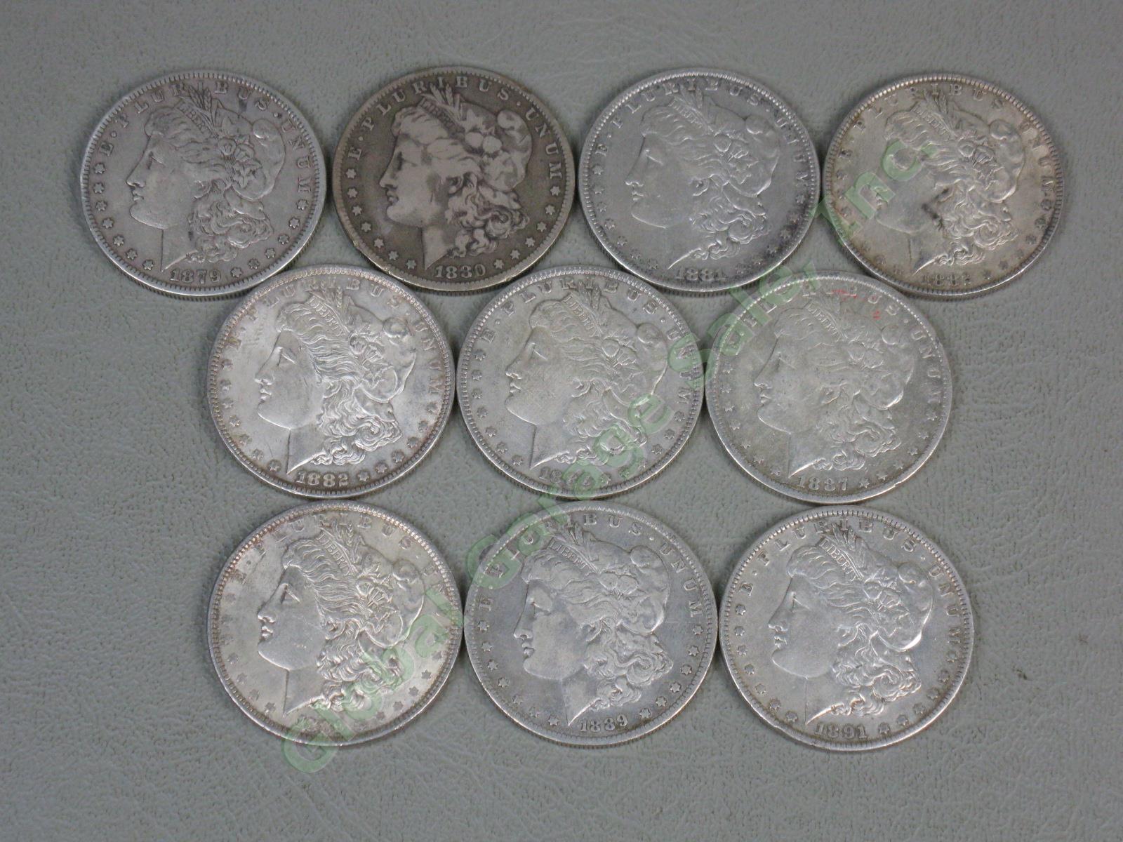 10 Morgan Liberty 1879-1891 Silver Dollar Coins Lot 1880-O 1881-O 1882 1886 1889