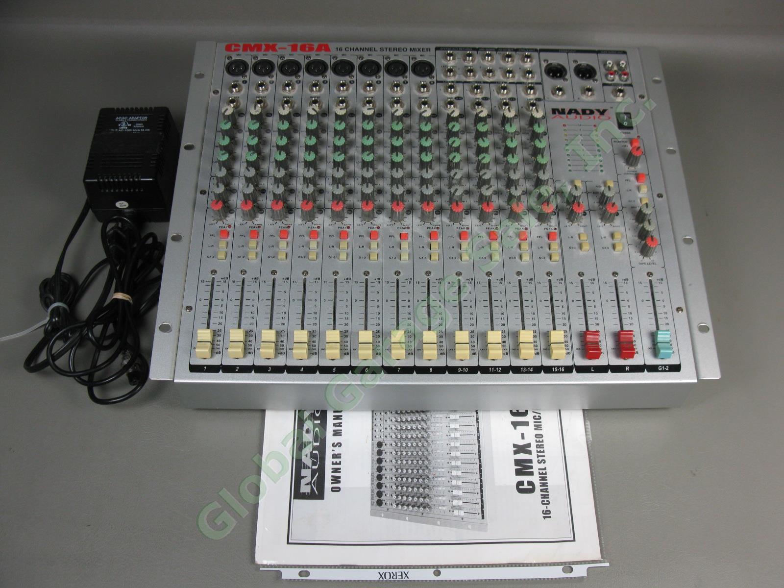 Nady CMX-16A 16-Channel Stereo Mic/Line Pro Audio Mixer Rack Mount +Power Supply