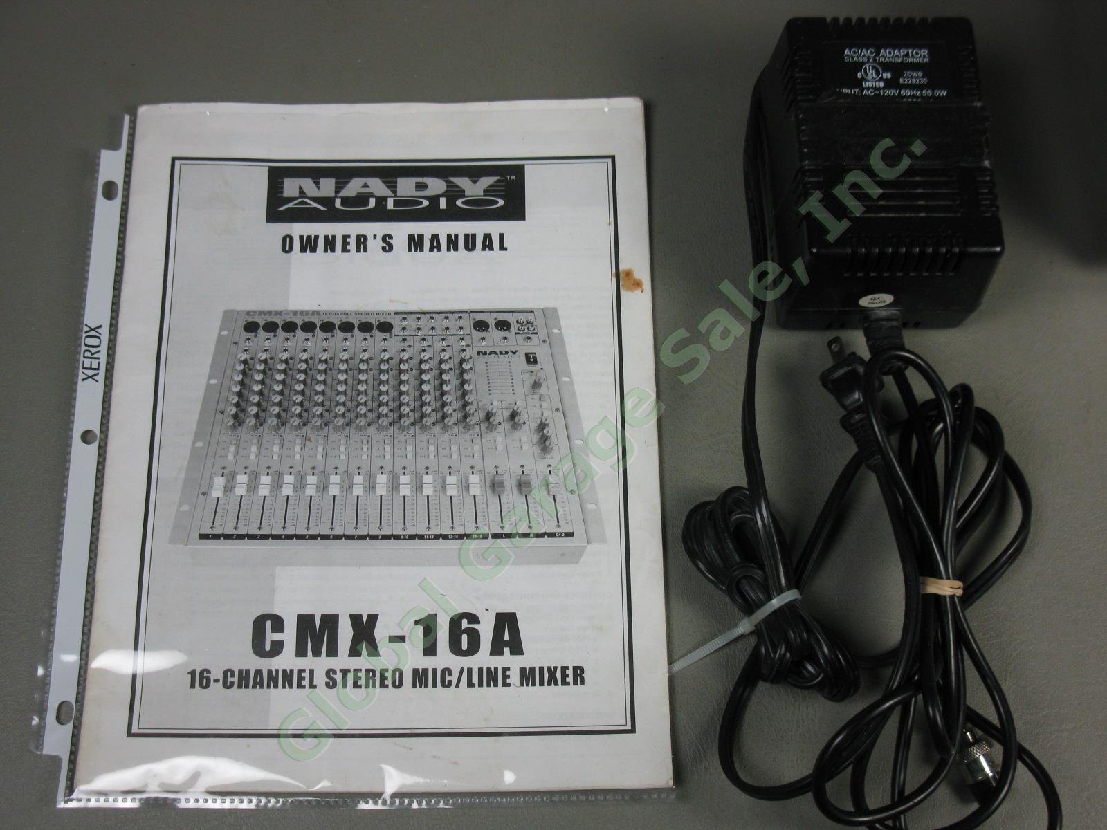 Nady CMX-16A 16-Channel Stereo Mic/Line Pro Audio Mixer Rack Mount +Power Supply 7