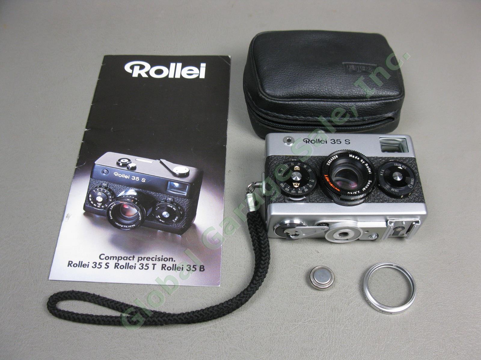 Vtg Rollei 35 S 35mm Film Camera + 40mm HFT Sonnar f/2.8 Lens UV Filter Case Lot