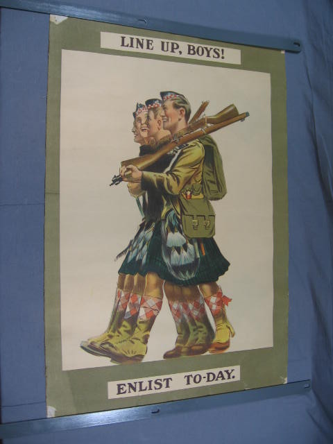 Original WWI War Poster Line Up Boys Enlist To-Day NR