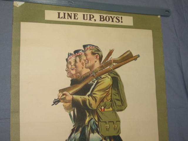 Original WWI War Poster Line Up Boys Enlist To-Day NR 1