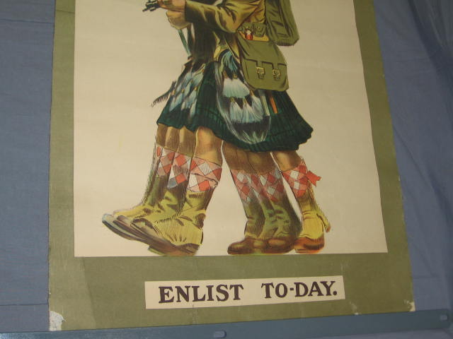 Original WWI War Poster Line Up Boys Enlist To-Day NR 3