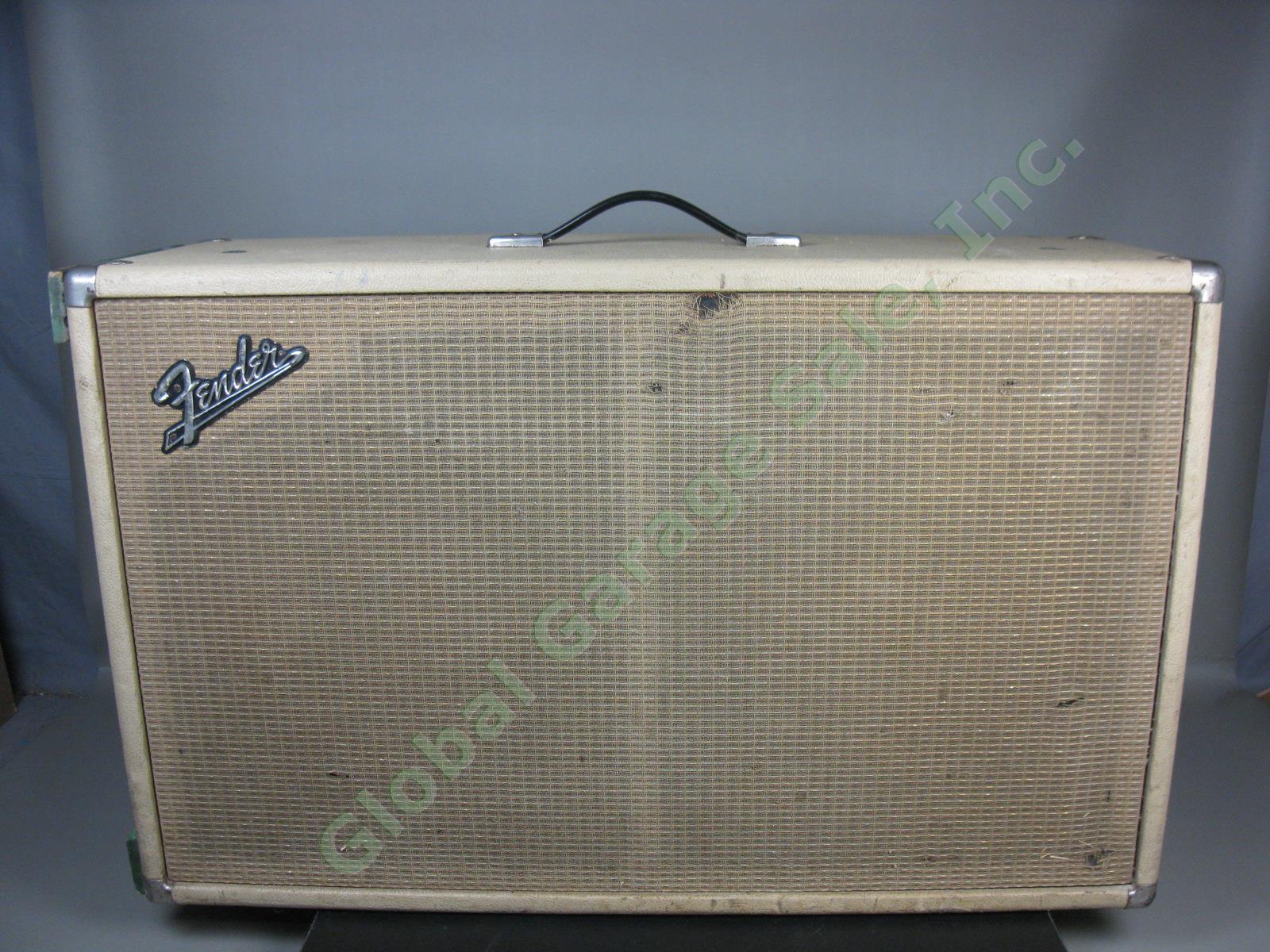 Empty Vtg 1960s Fender Blond Tolex Guitar Speaker Cab Cabinet Enclosure Only NR!