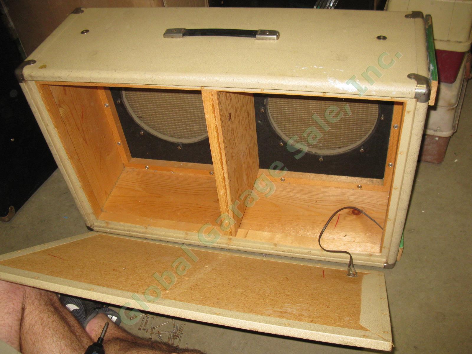 Empty Vtg 1960s Fender Blond Tolex Guitar Speaker Cab Cabinet Enclosure Only NR! 9
