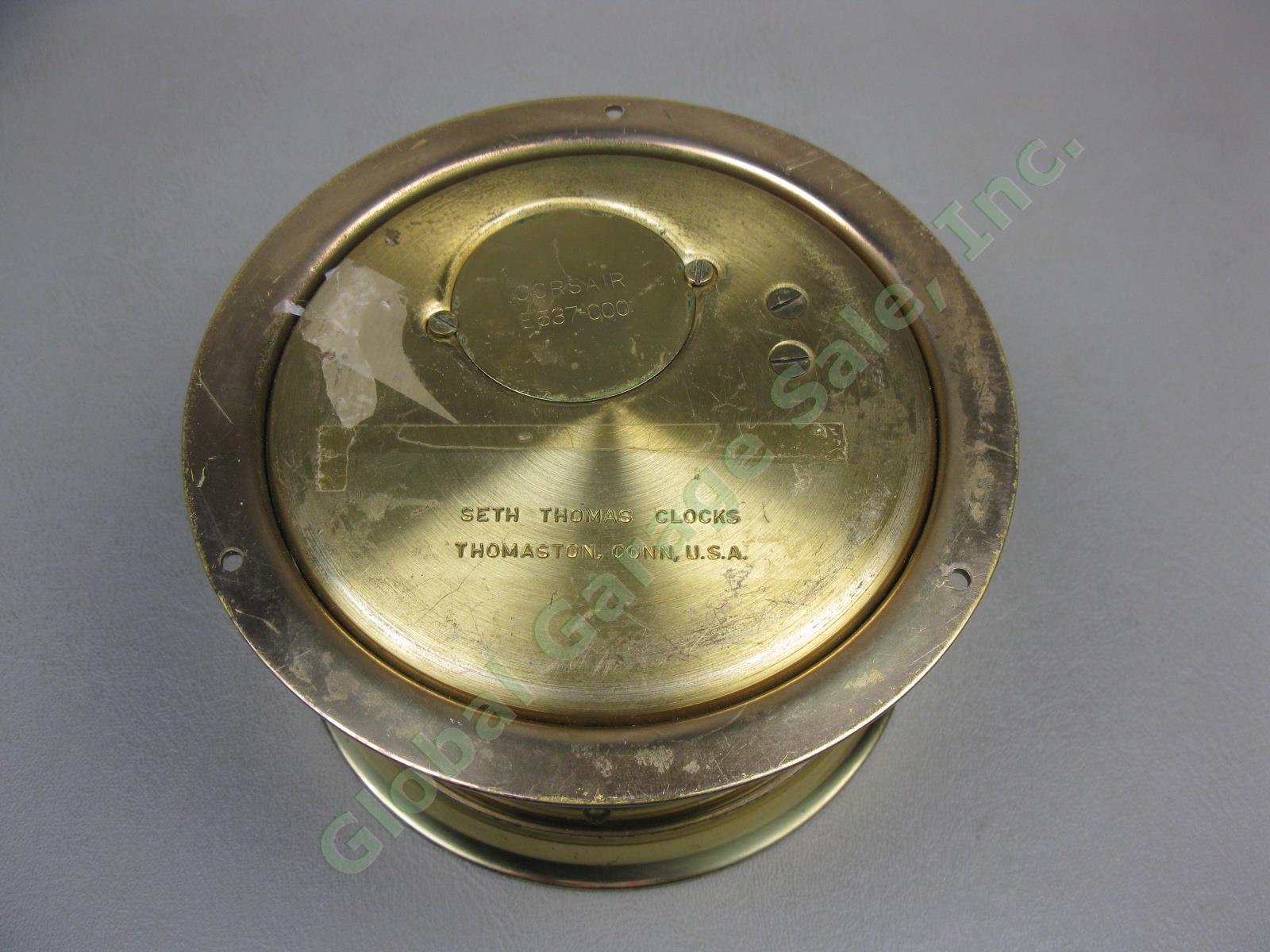 Seth Thomas Corsair E537-000 5-3/8" Brass Maritime Ship Bell Clock W/Cover +Key 5