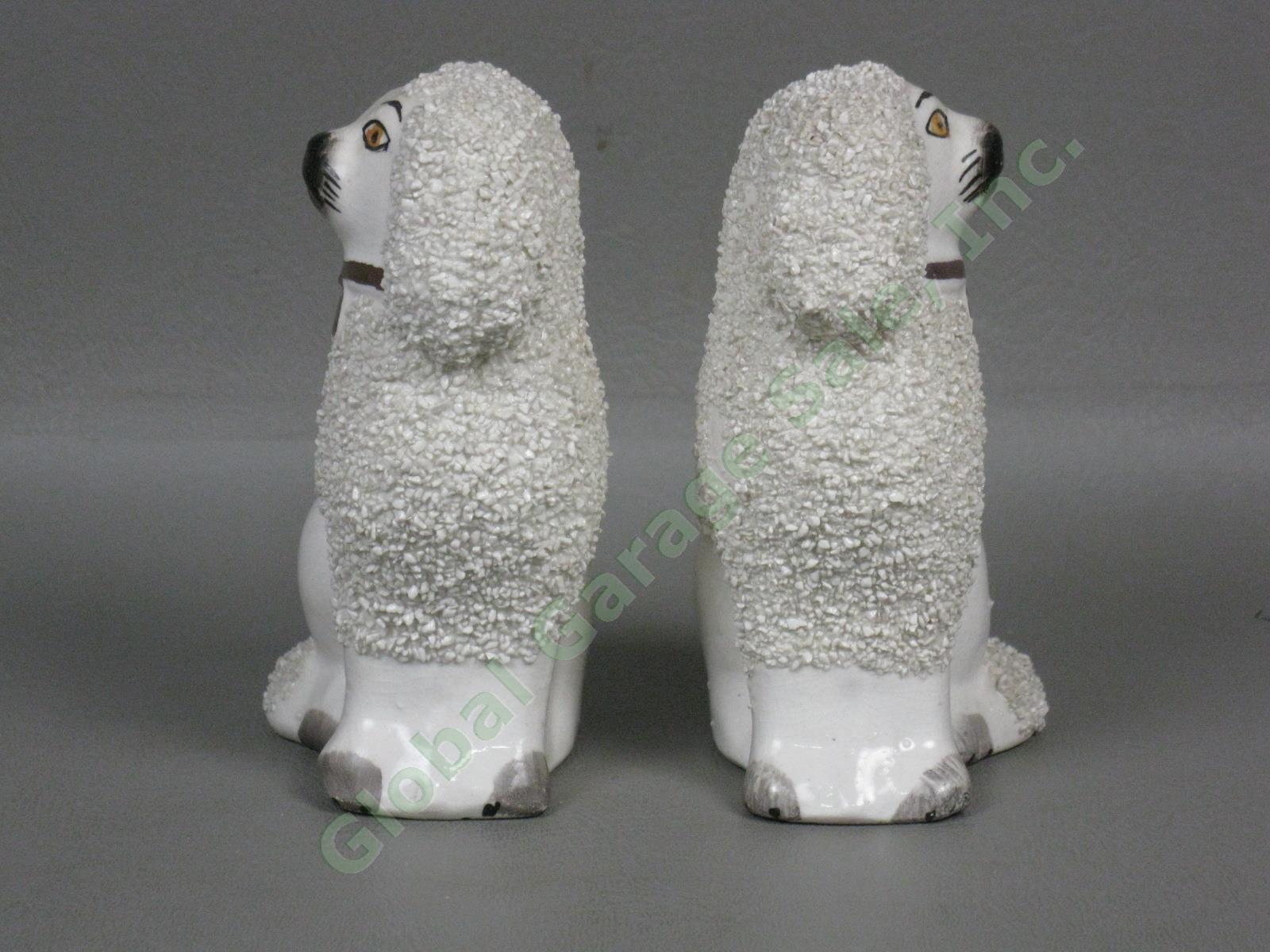 2 Vtg Antique Old Staffordshire Ware Ceramic Dog Poodle Figurines Pair England 1