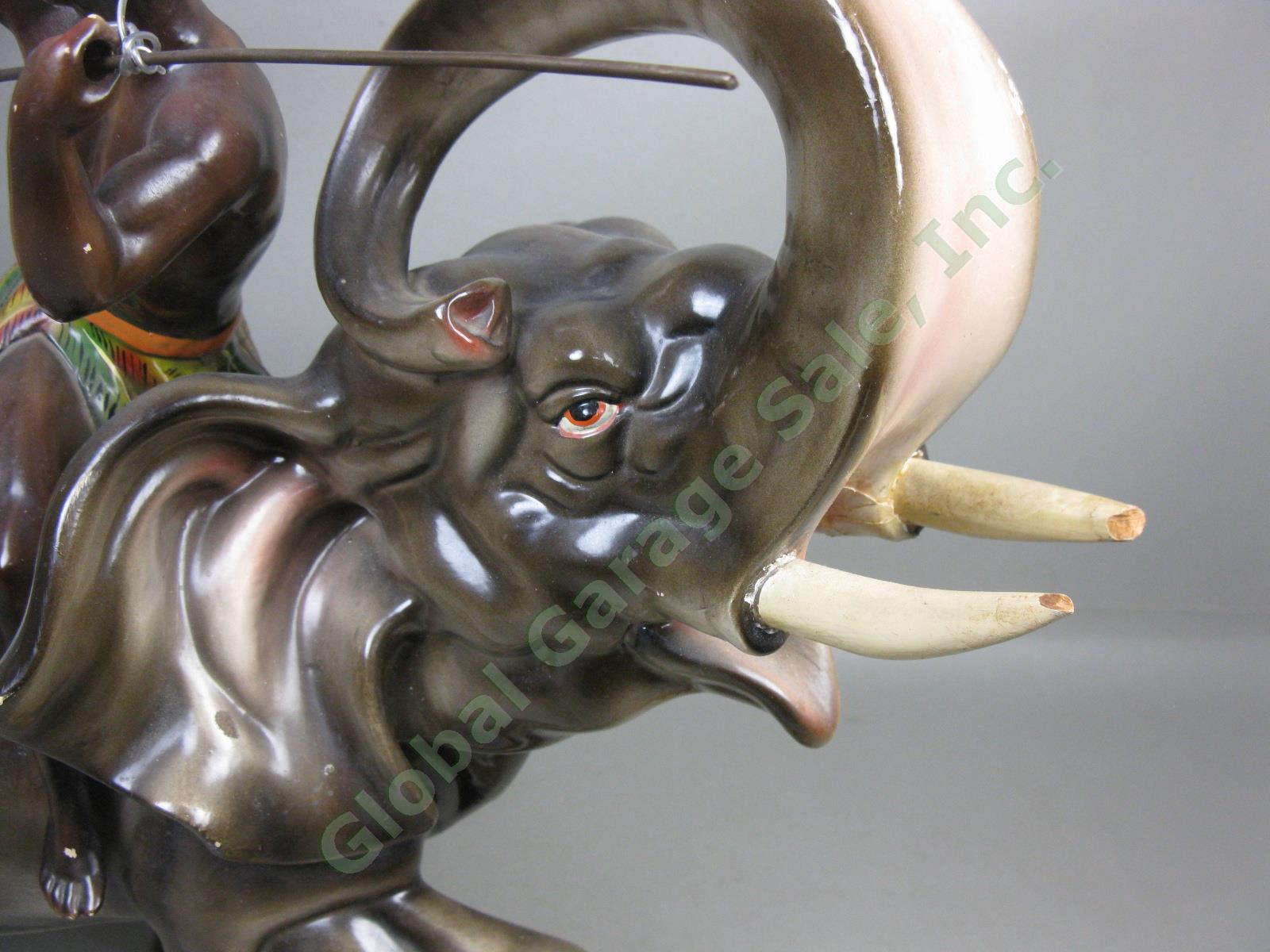 Vtg Elephant Tiger African Warrior Fighting Battle Art Statue Sculpture Portugal 4